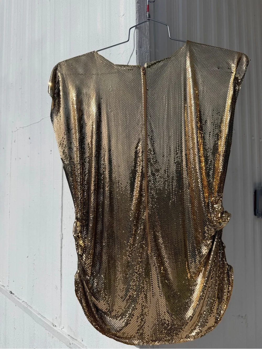 Vintage Whiting Davis Gold chainmail Studio 54 Tunic Dress M - Picture 1 of 7
